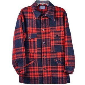 VTG 80s Pendleton Virgin Wool Mackinaw Cruiser Jacket M Red Plaid Shacket Rugged